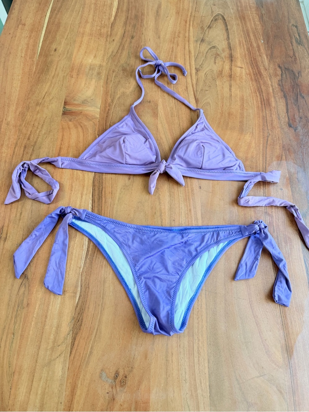 Swim two piece Lilac Tie-Side Triangle Bikini Set size M